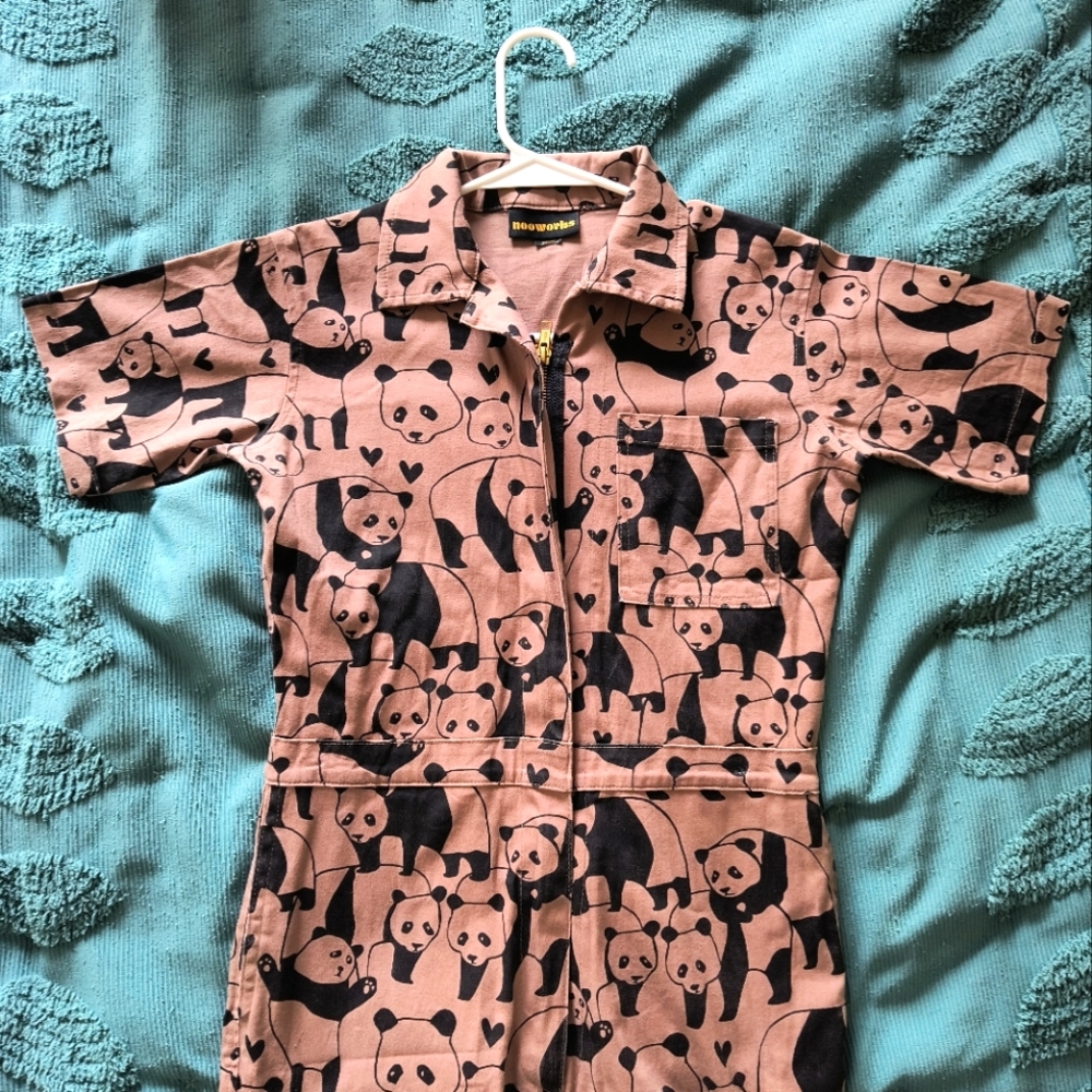 X-small Nooworks Panda Print Coveralls